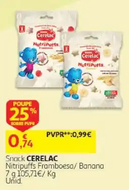 Auchan Snack CERELAC Nitripuffs Framboesa/ Banana promoção