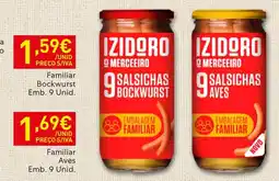 Recheio Izidoro o merceieiro salsichas bockwurst promoção