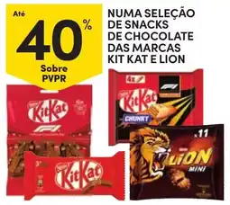 Continente Bom dia numa seleção de snacks de chocolate das marcas kit kat e lion promoção