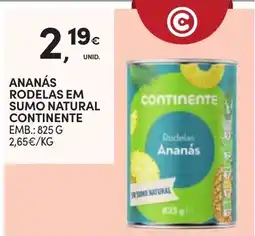 Continente Bom dia Ananás rodelas em sumo natural continente promoção