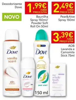 Recheio Desodorizante Dove Baunilha Spray 150ml/ Powder Soft Roll On 50ml promoção