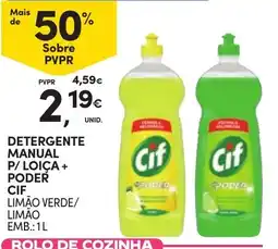Continente Bom dia Detergente manual p/loica + poder cif limão verde/limão promoção