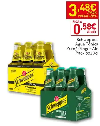Recheio Schweppes Água Tónica Zero/ Ginger Ale promoção