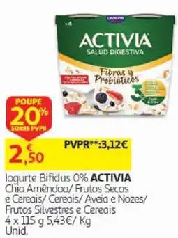 Auchan logurte bifidus 0% activia promoção