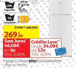 Auchan Frigorífico 2 Portas BEKO RDSO206K40WN promoção