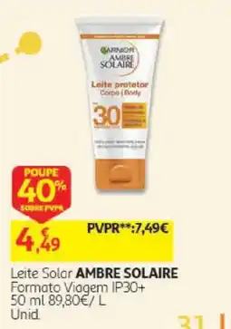 Auchan Leite solar ambre solaire promoção