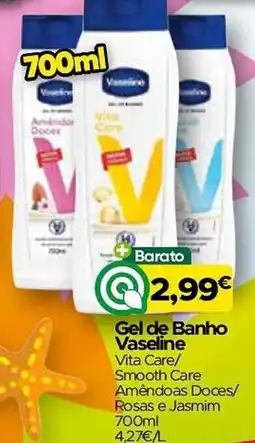 Supermercados Preços Baixos Gel de Banho Vaseline Vita Care/Smooth Care Amêndoas Doces/Rosas e Jasmim promoção