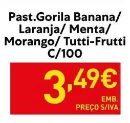 Recheio Past.gorilla banana/laranja/menta/morango/ tutti-frutti promoção