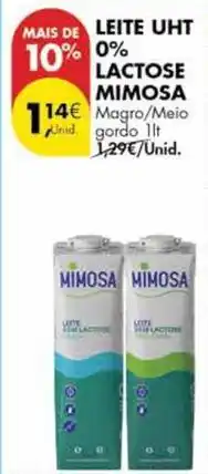 Pingo Doce Mimosa - leite uht 0% lactose promoção