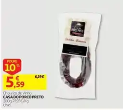 Auchan Chourico de Vinho Casa do Porco Preto promoção