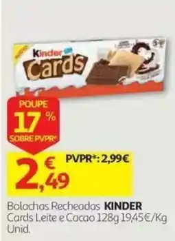 Auchan Bolachas Recheadas Kinder Cards Leite e Cacao promoção