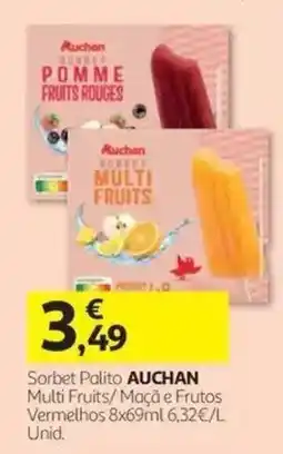Auchan Sorbet Palito Auchan Multi Fruits/Maçã e Frutos Vermelhos promoção