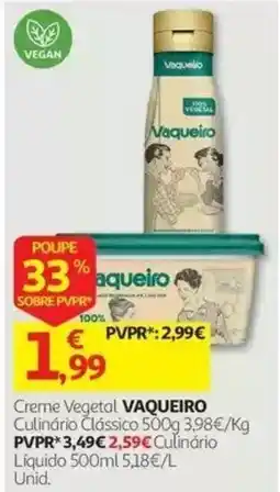 Auchan Creme Vegetal Vaqueiro promoção