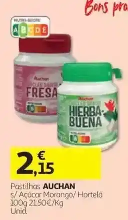 Auchan Pastilhas auchan s/ açúcar morango/ hortelã promoção