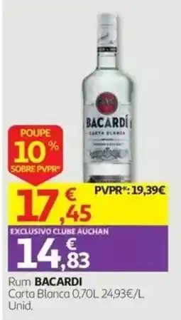 Auchan rum bacardi carta blanca promoção