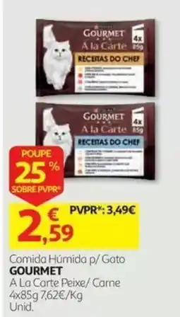 Auchan comida humida p/ gato gourmet a la carte peixe/ carne promoção
