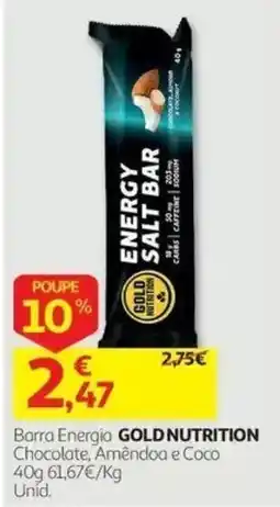 Auchan Barra Energia Gold Nutrition Chocolate Amêndoa e Coco promoção