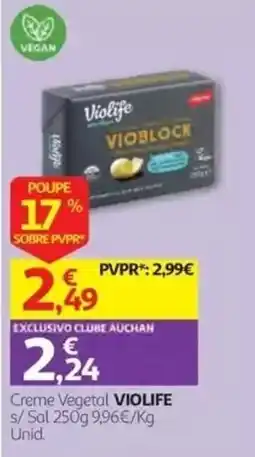 Auchan Creme Vegetal Violife promoção
