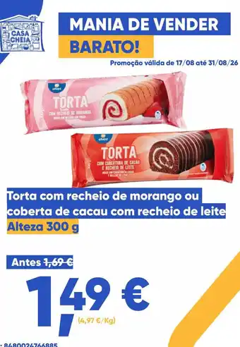 Torta com recheio de morango ou coberta de cacau com recheio de leite Alteza