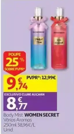 Auchan body mist women secret promoção