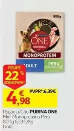 Auchan Ração p/Cão Purina One Mini Monoproteína Peru promoção