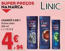 E.Leclerc Champô 3 em 1 active clean linic promoção