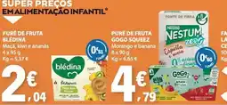 E.Leclerc Blédina puré de fruta maçã kiwi e ananás promoção