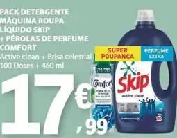 E.Leclerc Pack detergente máquina roupa líquido skip + pérolas de perfume comfort promoção
