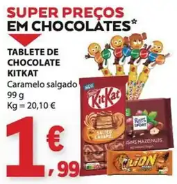 E.Leclerc Tablete de chocolate KitKat Caramelo salgado promoção