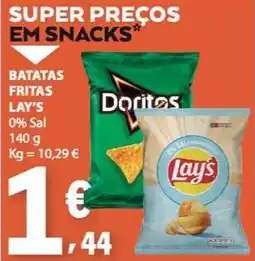 E.Leclerc Doritos Batatas Fritas Lay's 0% Sal promoção