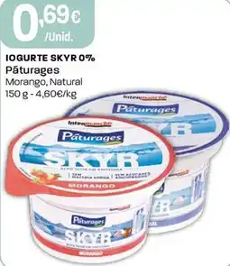Intermarché Iogurte skyr 0% paturages promoção