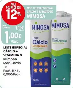 Intermarché Leite especial cálcio + vitamina d mimosa meio-gordo promoção