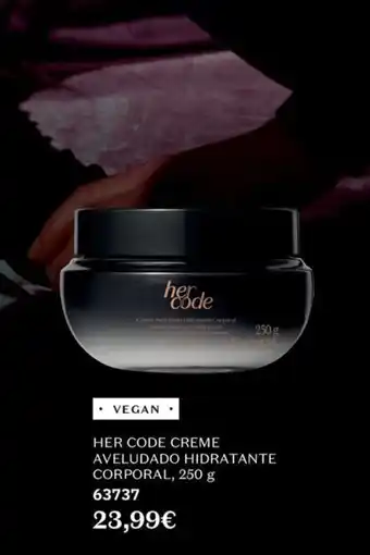 Her code creme aveludado hidratante corporal
