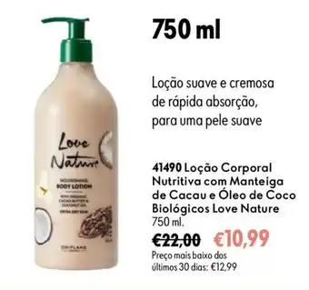 Loção Corporal Nutritiva com Manteiga de Cacau e Óleo de Coco Biológicos Love Nature