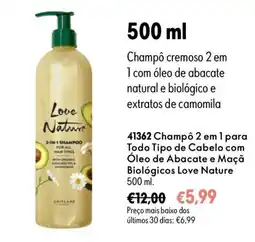 Oriflame Champô 2 em 1 para Todo Tipo de Cabelo com Óleo de Abacate e Maçã Biológicos Love Nature promoção