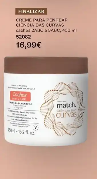 Match. ciência das curvas creme para pentear