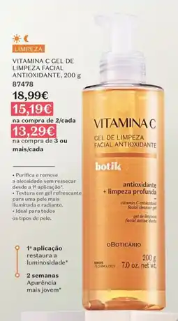 O Boticário vitamina c gel de limpeza facial antioxidante promoção
