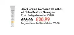 Oriflame Creme contorno de olhos e lábios restore novage+ promoção