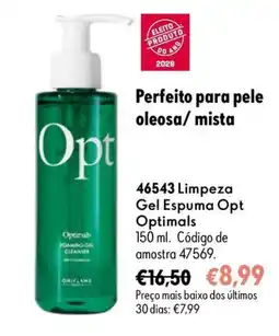 Oriflame Limpeza gel espuma opt optimals promoção