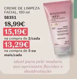 O Boticário Resveratrol + silício creme de limpeza facial promoção