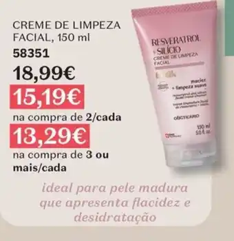 Resveratrol + silício creme de limpeza facial