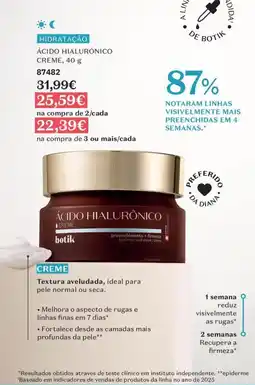O Boticário ácido hialurônico creme botik promoção