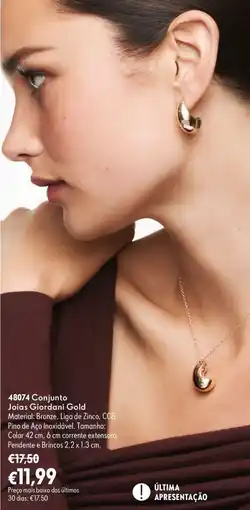 Oriflame Conjunto Joias Giordani Gold promoção
