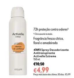 Oriflame Spray desodorizante antitranspirante activelle extreme promoção
