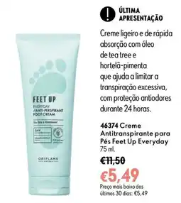 Oriflame Creme antitranspirante para pés feet up everyday promoção