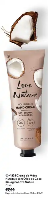 Oriflame Creme de mãos nutritivo com óleo de coco biológico love nature promoção