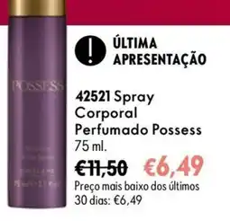 Oriflame spray corporal perfumado possess promoção