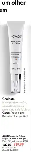 Oriflame Creme de Olhos Bright Intense Novage+ promoção