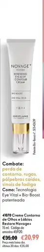 Oriflame Creme Contorno de Olhos e Lábios Restore Novage+ promoção