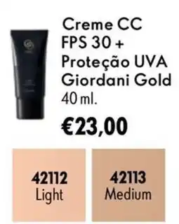 Oriflame Creme cc giordani gold promoção